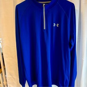Under Armour Mens Large Blue Pullover 1/4 Zip Long Sleeve Heatgear.